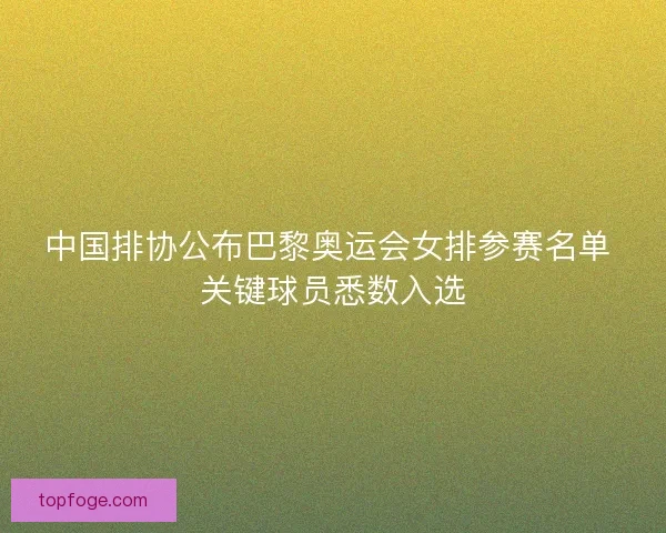 中国排协公布巴黎奥运会女排参赛名单 关键球员悉数入选