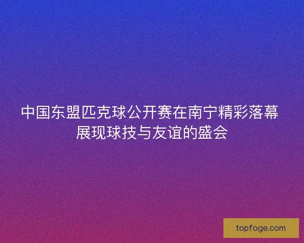 中国东盟匹克球公开赛在南宁精彩落幕 展现球技与友谊的盛会
